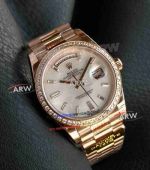 Noob Factory Rolex Day Date II MOP Baguette Diamond Rose Gold Gain Weight Replica Watch